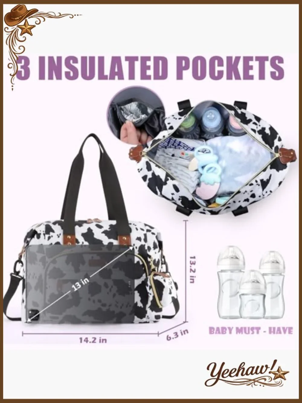 Large Diaper Bag Tote with Pacifier Case, Travel Diaper Caddy for Mom and Dad,